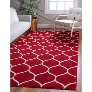 Trellis Frieze Rounded Red 5 ft. x 8 ft. Area Rug