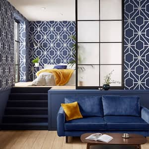 Rinku Navy and Silver Removable Wallpaper