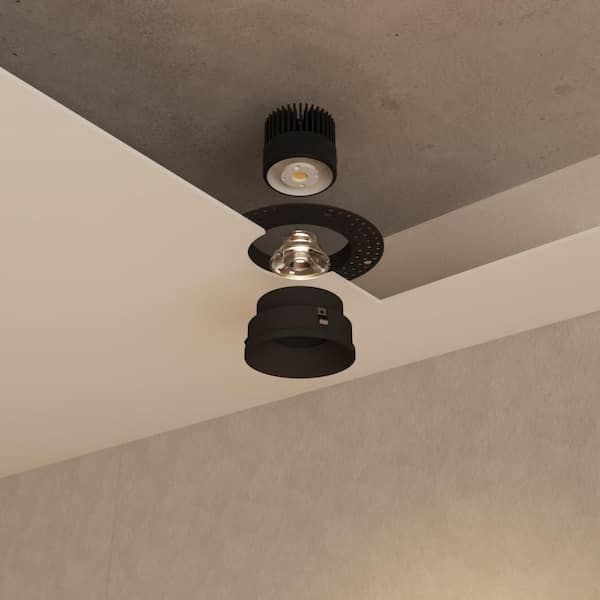 Inspira 3 in. Black Round Trimless Integrated LED Canless Recessed Lighting Kit Selectable 5CCT 12W 1000LM ETL (1-Pack)