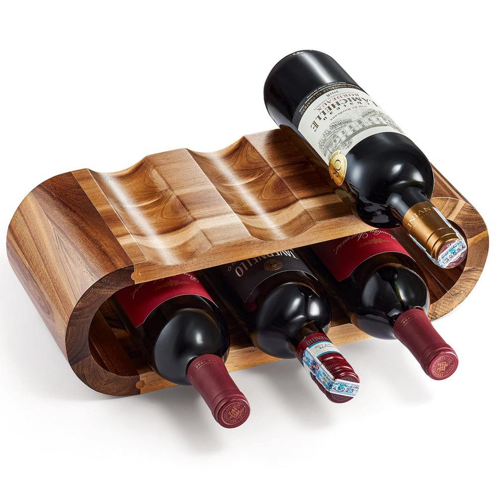 KOKSTOP Countertop Wine Rack, 6 Bottles Wine Storage Capacity, Modern Corner Metal