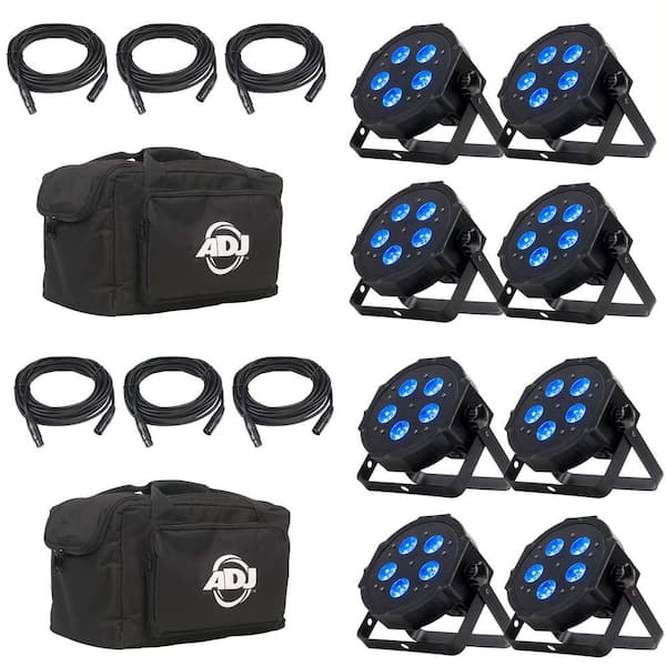 Unbranded Mega Flat Hex Pak LED Par Lighting System and DMX Cables (2-Pack)