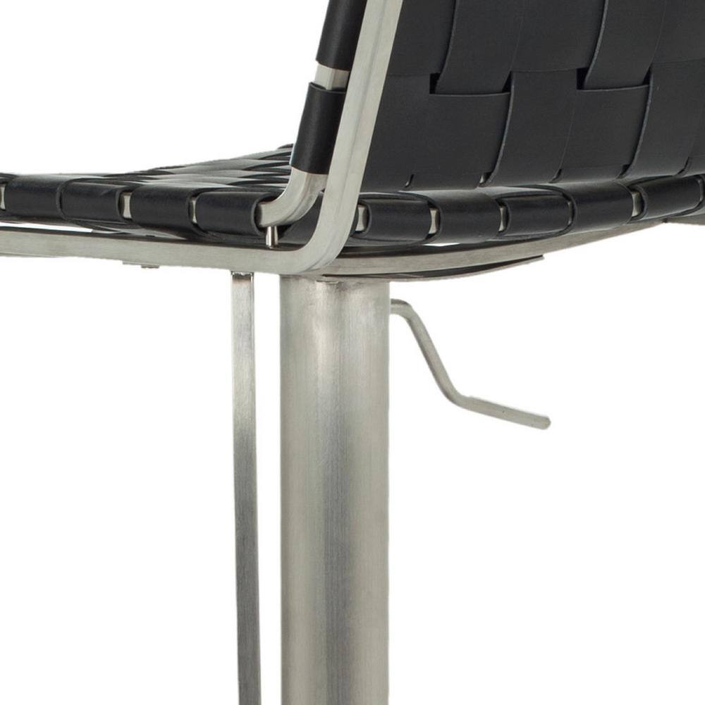 Mitchell Transitional Black Leather Adjustable Swivel Barstool