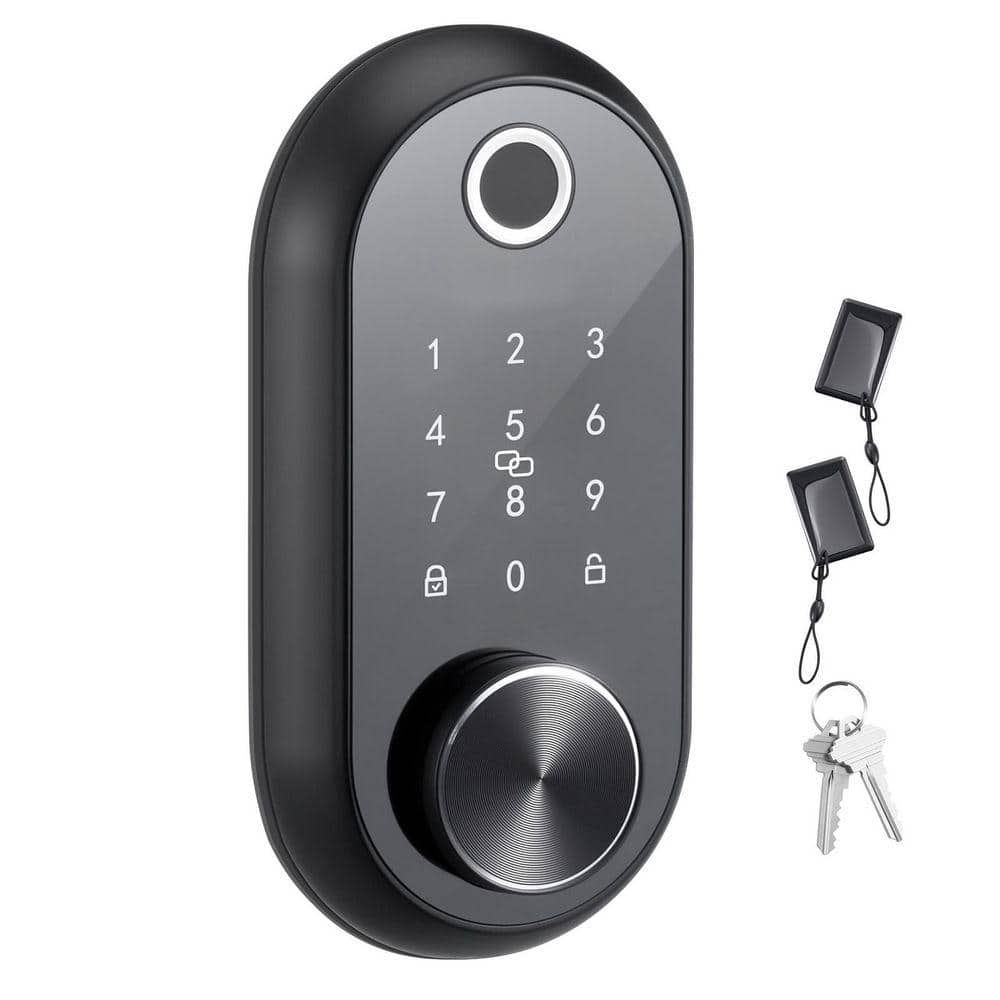 Fingerprint Door Lock, Matte Black, Electronic Biometric Deadbolt with Touchscreen, Auto Locking, One-Time Code