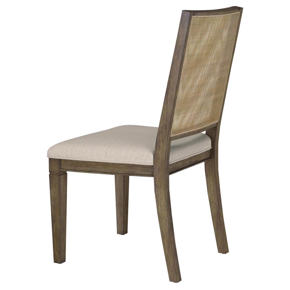 Beige Rattan Cane Back Transitional Side Chair Set
