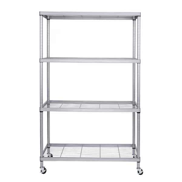 Silver 4-Tier Heavy Duty Steel Wire Garage Storage Shelving Unit (36 in. W  x 56.5 in. H x 14 in. D)