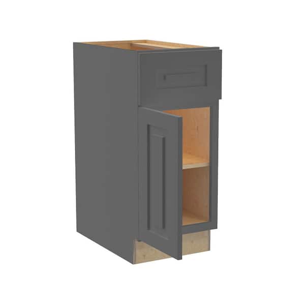 Grayson 15 in. W x 24 in. D x 34.5 in. H Assembled Plywood Base Kitchen Cabinet in Deep Onyx with Soft Close LH