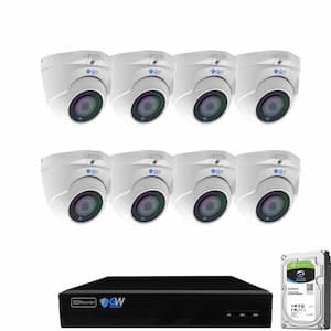 8-Channel 8MP 2TB NVR Security Camera System 8 Wired Turret Cameras 2.8mm-12mm Motorized Lens Human/Vehicle Detection