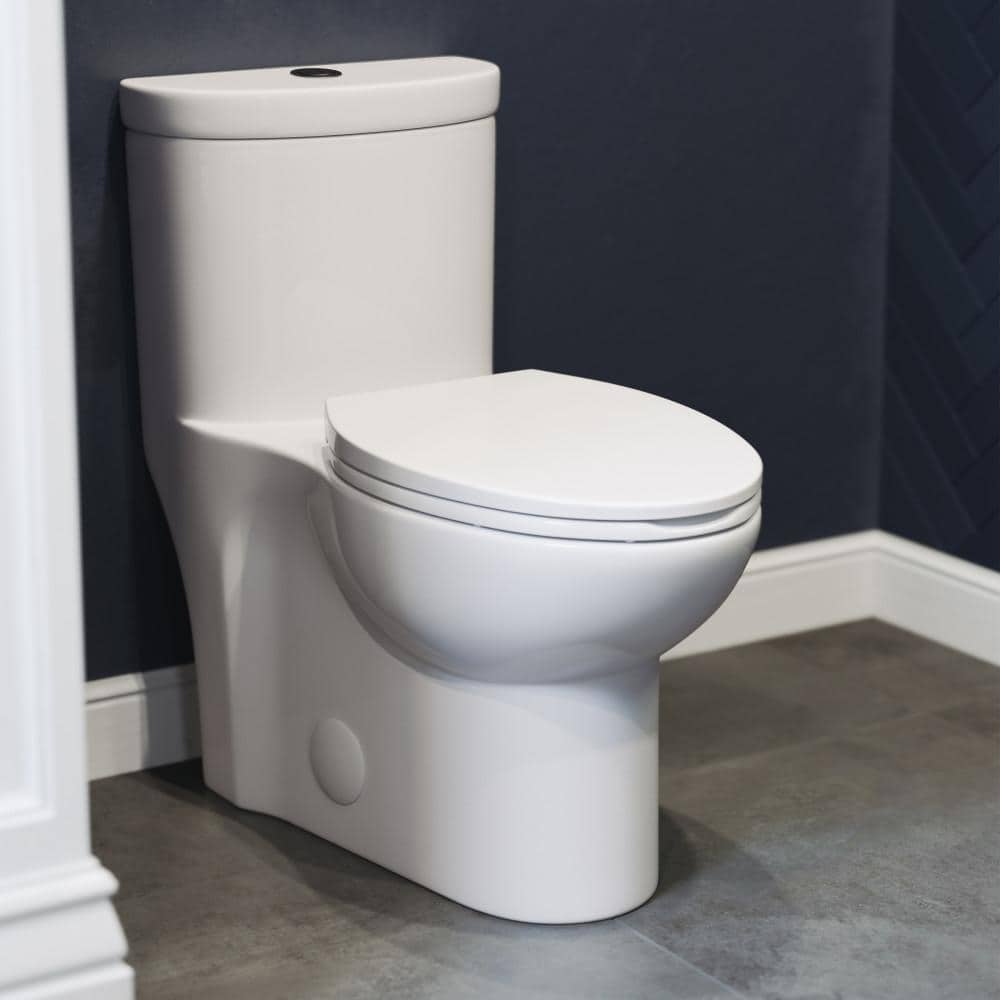 Sublime 1-piece 1.1/1.6 GPF Dual Flush Elongated Toilet in. Glossy White with Black Hardware Seat Included price history on PriceWatchPro