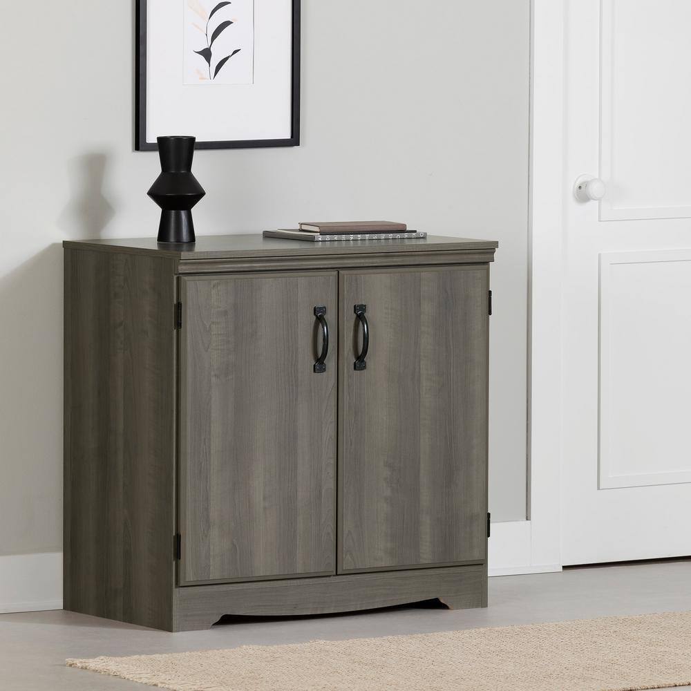 Gray Maple Freestanding Storage Cabinet with Adjustable Shelving