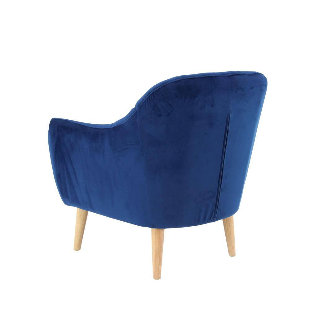 Elegant Blue Velvet 27" Wood Frame Accent Chair
