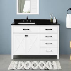 Ainsley 48 in. W x 22 in. D x 34 in. H Single Sink Bath Vanity in White with Black Granite Top