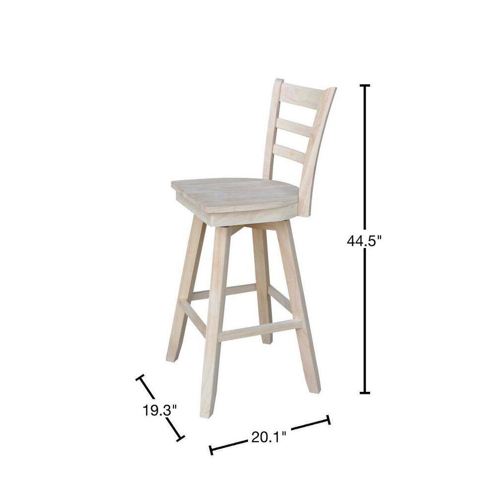 Emily Unfinished Wood Swivel Bar Height Stool