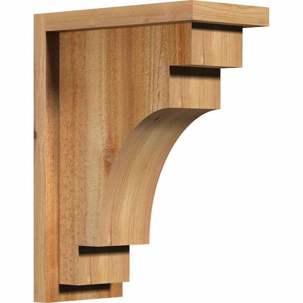 Ekena Millwork 6 in. x 12 in. x 16 in. Western Red Cedar Mediterranean Rough Sawn Corbel with Backplate