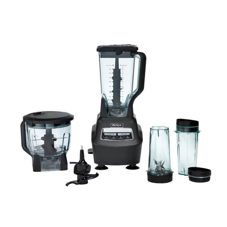 NINJA Mega Kitchen System 72 oz. 5-Speed Black Blender and Food Processor with Travel Cups for Smoothies and Shakes