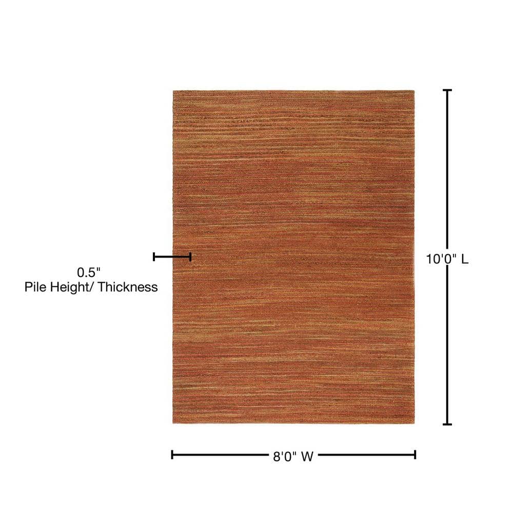 Rust Hand-Knotted Cotton Rectangular 8' x 10' Area Rug