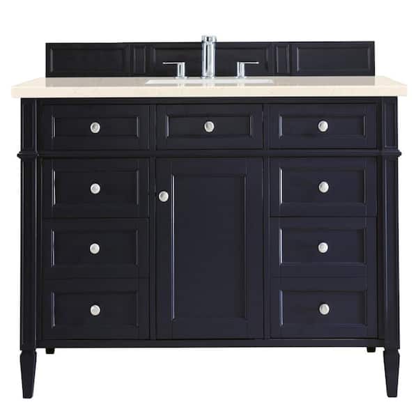 James Martin Vanities Brittany 48 in. W x 23.5 in. D x 34 in. H Bathroom Vanity in Victory Blue with Eternal Marfil Quartz Top