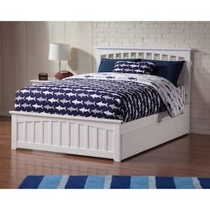 Mission Full Platform Bed with Matching Foot Board with Full Size Urban Trundle Bed in White