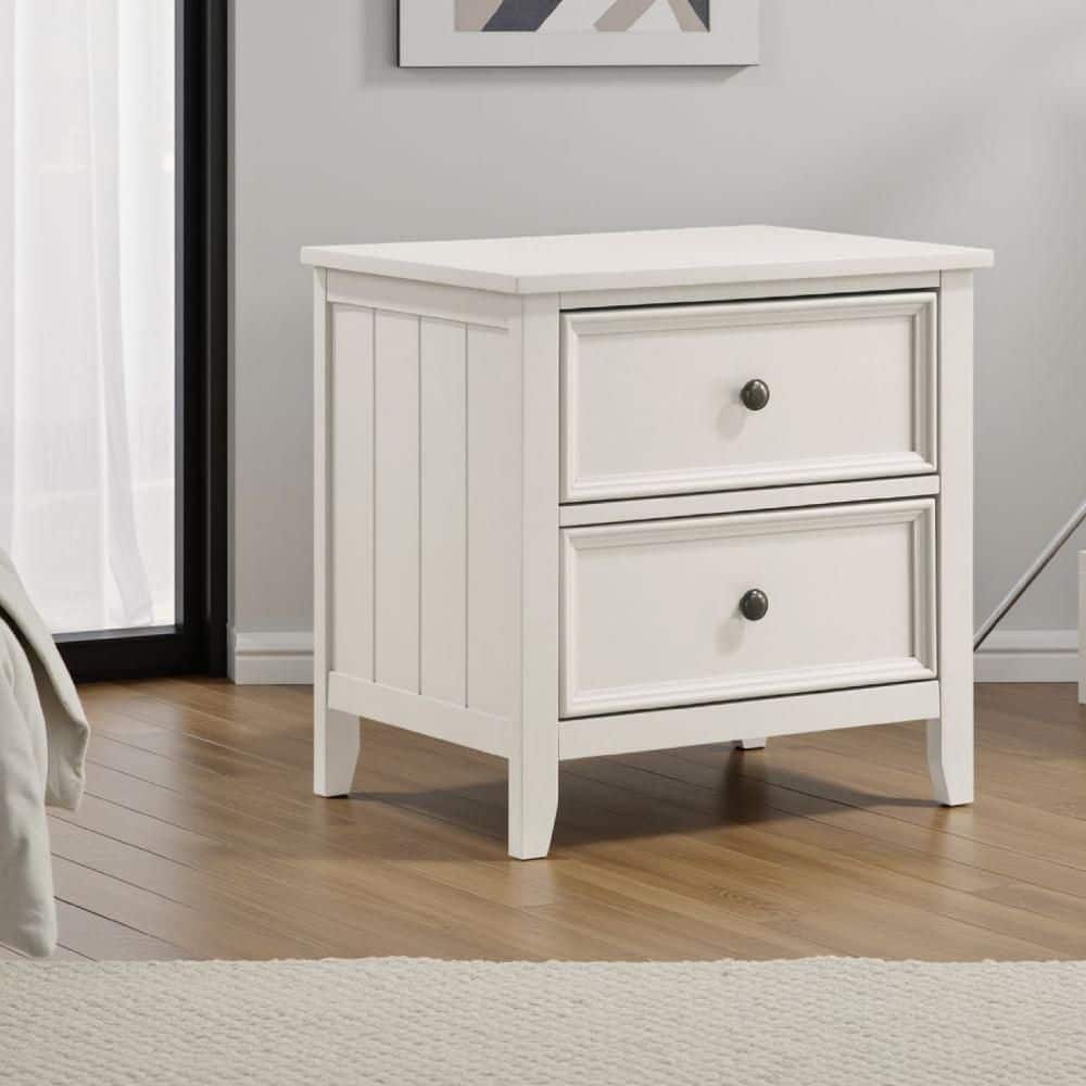 Etgo White and Bronze 2 Drawer 18 in. W Nightstand