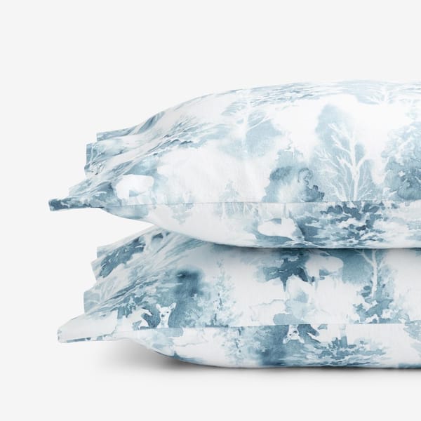 The Company Store Legends Hotel First Snow Velvet Flannel Blue Cotton Standard Pillowcases (Set of 2)