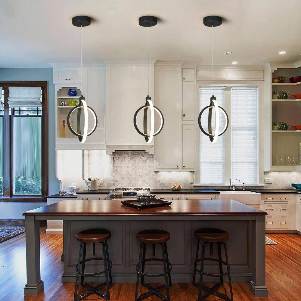 Home Lighting SandBlack Round 2-Pack Modern LED Pendant Lights for Dining Room price history on PriceWatchPro