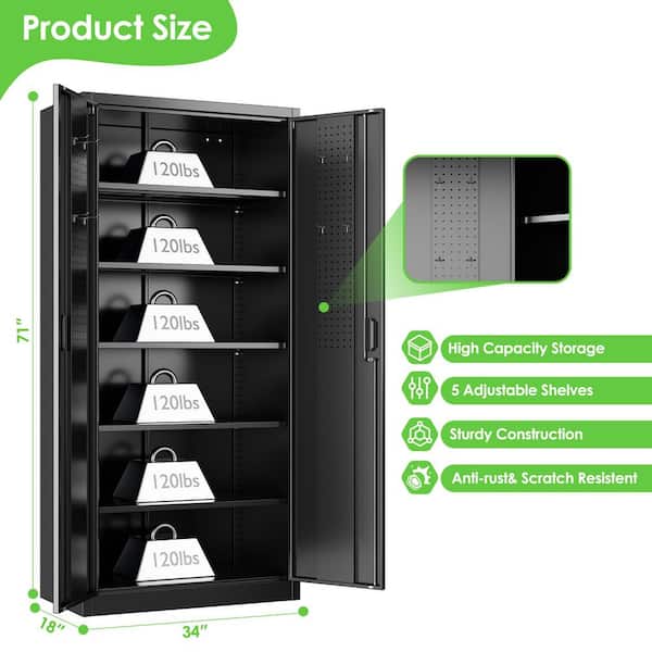 Kaikeeqli 71 in. H x 34 in. W x 18 in. D Lockable Metal Storage