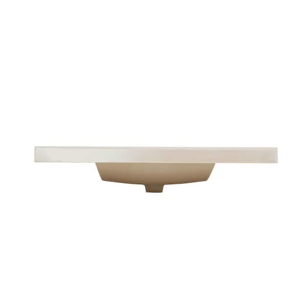 Glacier Bay - 37 in. W x 22 in. D Cultured Marble White Rectangular Single Sink Vanity Top in White
