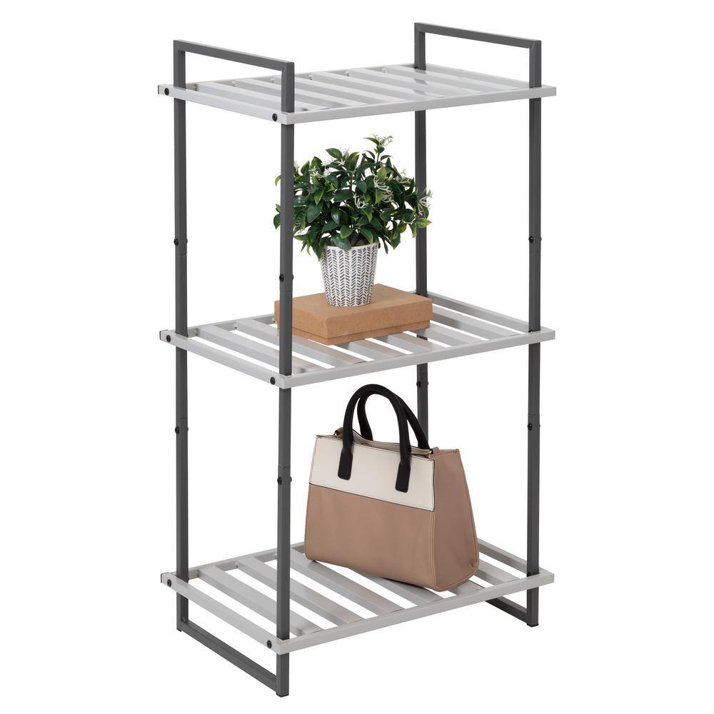 Gray 3-Tier Metal Tubular Bathroom Shelf