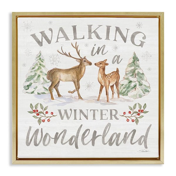 Stupell Industries Winter Wonderland Snow Scene by Silvia Vassileva 1 Piece Floater Frame Graphic Print Animal Art Print 25 in. x 25 in.