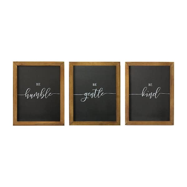 HomeRoots Victoria Wooden "Be Kind Be Gentle Be Humble" Wall Art Set of 3