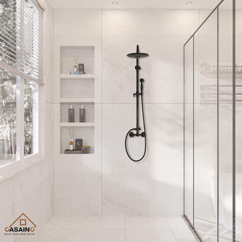 Matte Black Wall Mounted Rain Shower System with Handheld