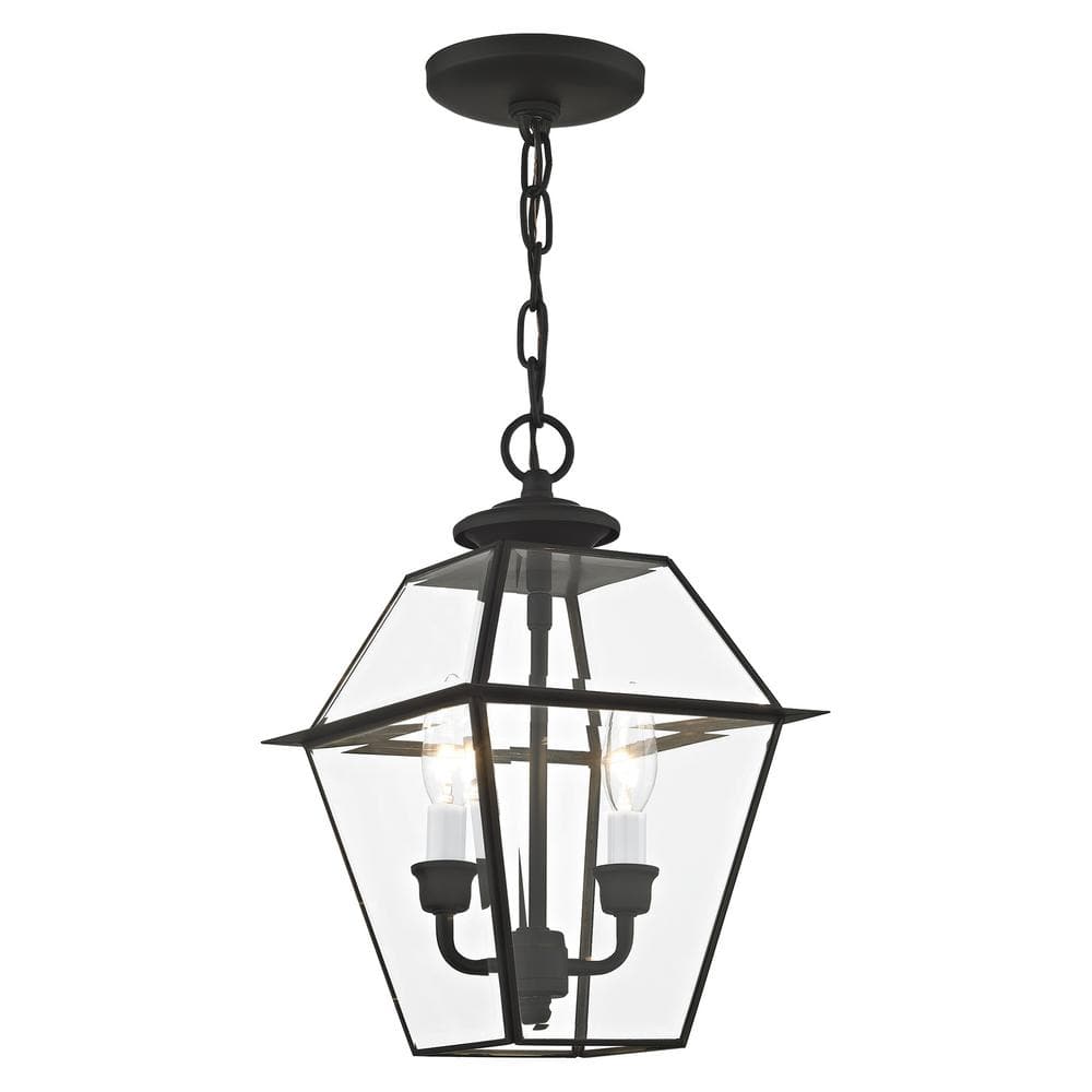 Westover Black Brass and Glass Outdoor Pendant Lantern