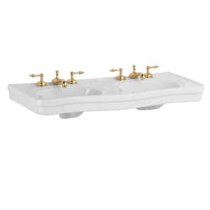 Vitreous China White Double Console Sink Belle Epoque Deluxe Basin Only