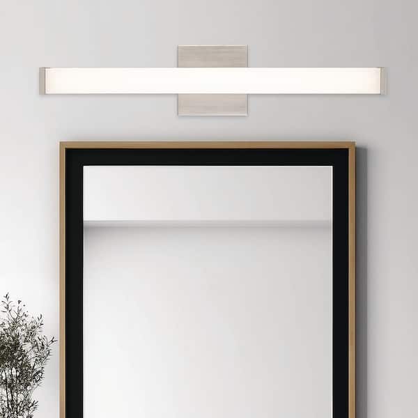 Bel Air Lighting Miles 24 in. Integrated LED Brushed Nickel Bathroom Vanity Light Fixture with Rectangular Acrylic Shade and 5CCT