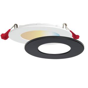 3 in. Canless Selectable CCT New Construction IC Rated Ultra Slim Integrated LED Recessed Light Kit with Extra BK Trim