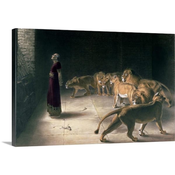 GreatBigCanvas "Daniel in the Lions Den, mezzotint" by Briton (1840-1920) Riviere Canvas Wall Art