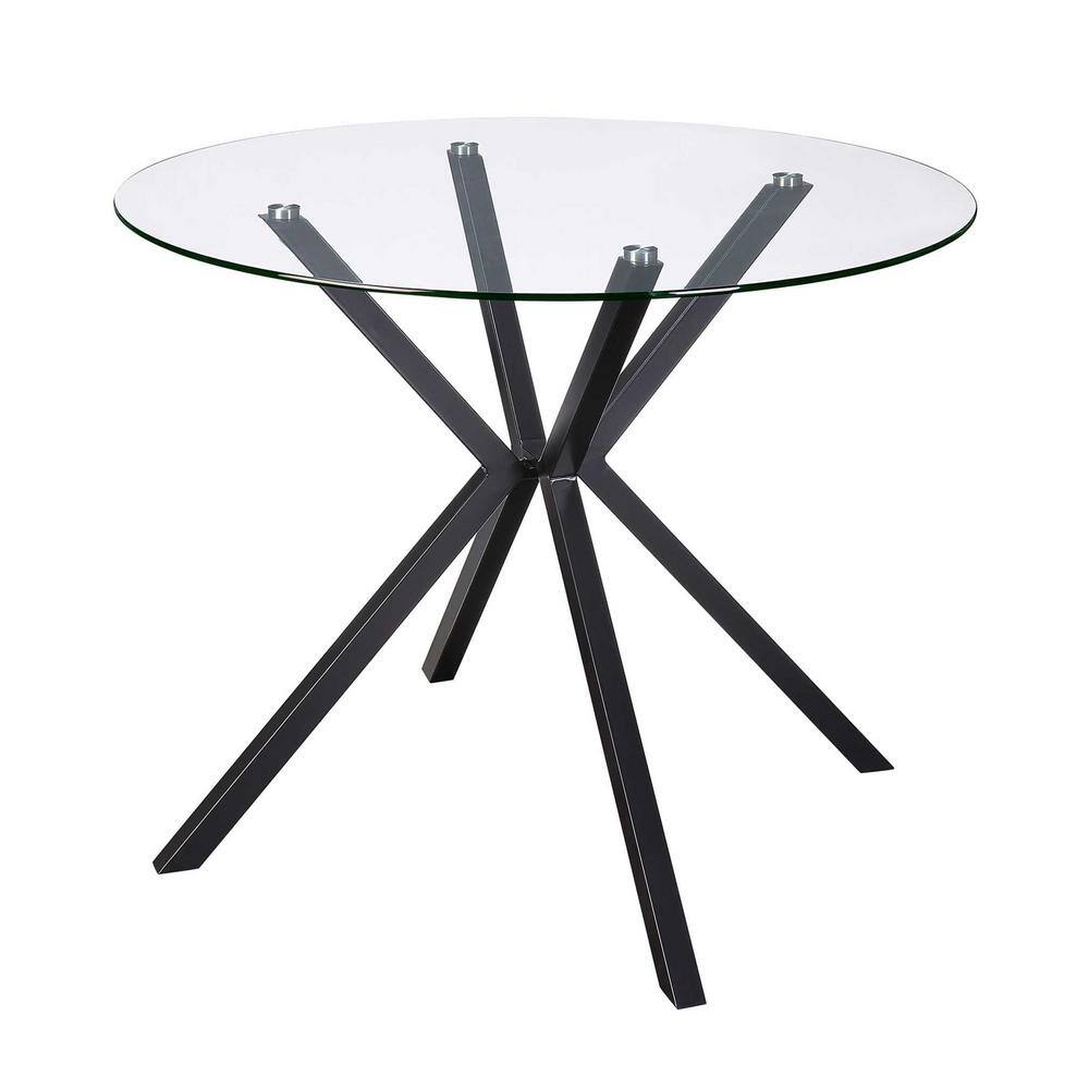 Black Metal Base Dining Table Seats, Kitchen Tables Round Glass Top