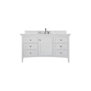 Palisades 60.0 in. W x 23.5 in. D x 35.3 in. H Bathroom Vanity in Bright White with Ethereal Noctis Quartz Top