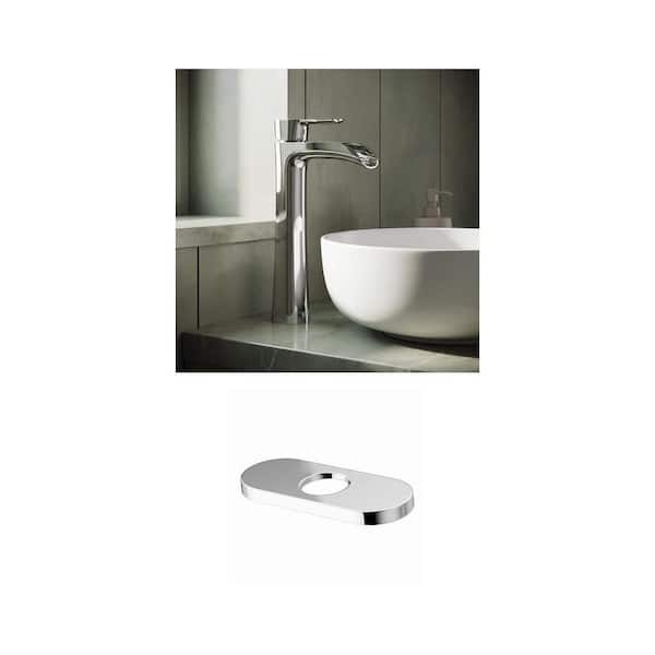 Niko Single Handle Single-Hole Vessel Bathroom Faucet with 5.5 in. Deck Plate in Chrome (2-Piece Set)
