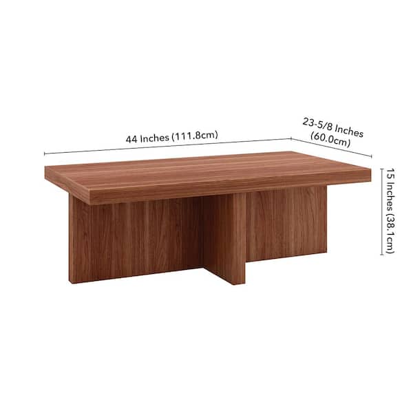 Meyer&Cross Elna 44 in. Satin Walnut Rectangle MDF Top Coffee