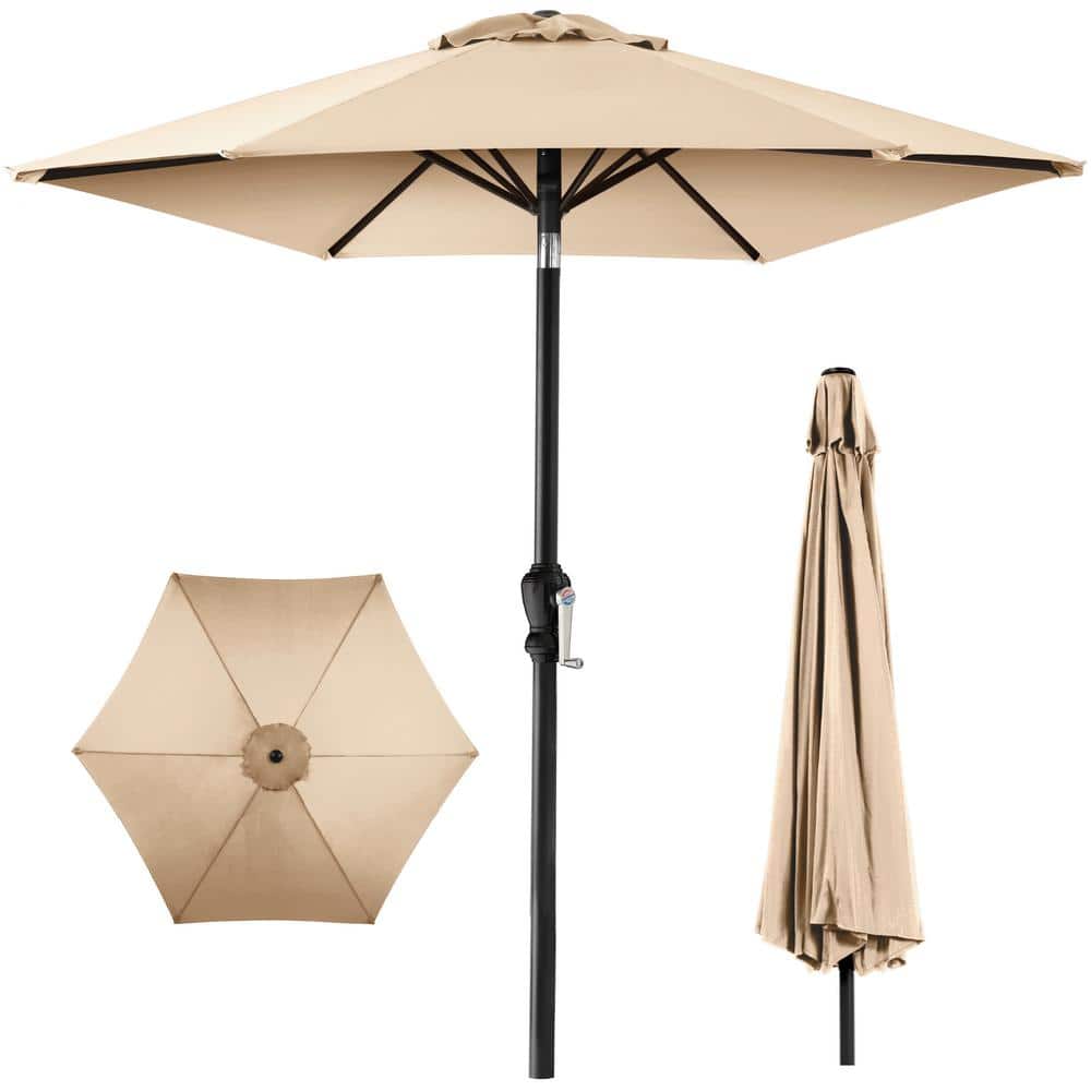 Sand 10ft Steel Outdoor Market Patio Umbrella with Crank and Tilt
