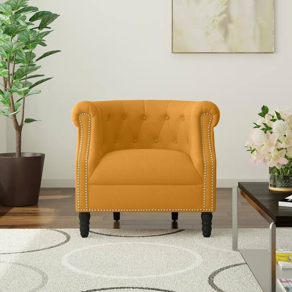 yellow chesterfield armchair