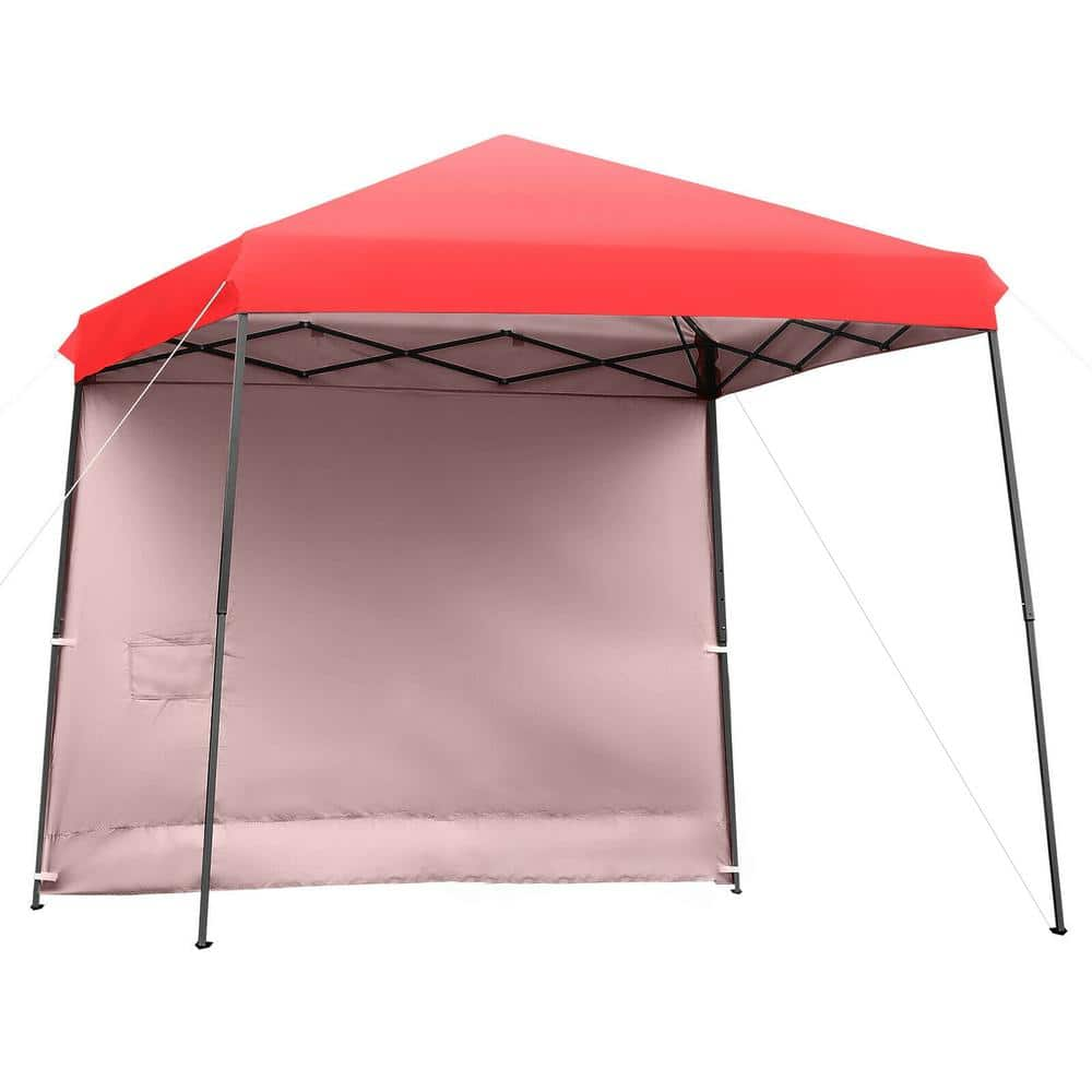 Clihome 10 ft. x 10 ft. Pop Up Tent Slant Leg Canopy in Red with Roll ...