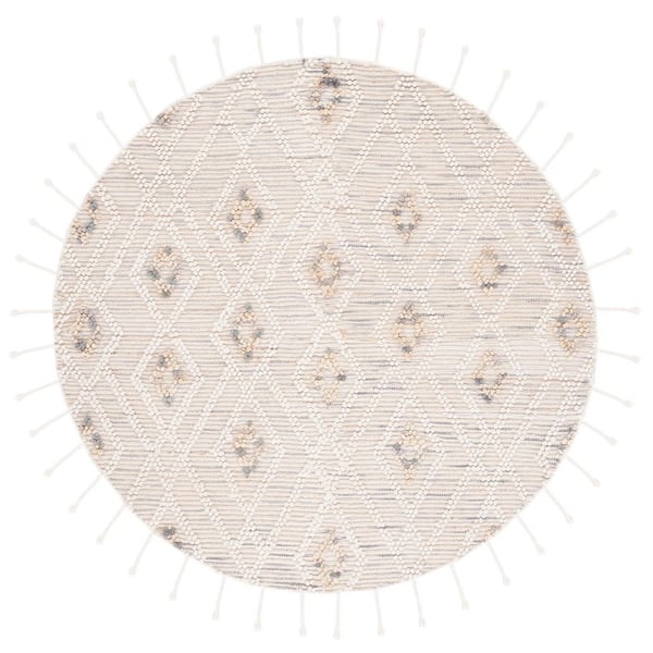 Natura 6 ft. x 6 ft. Ivory/Gray Diamond Monochrome Round Area Rug