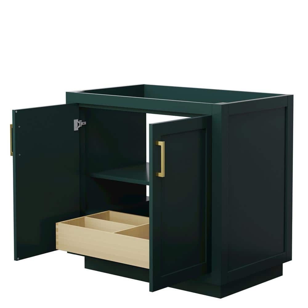 Miranda 35.25" Dark Green and Gold Freestanding Single Bathroom Vanity