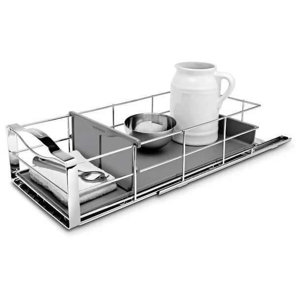 simplehuman 9 in. Pull-Out Cabinet Organizer in Polished Chrome and Grey