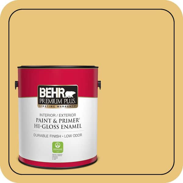 BEHR PREMIUM PLUS 1 gal. #MQ4-13A Celebration Hi-Gloss Enamel Interior/Exterior Paint & Primer