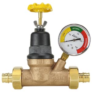3/4 in. Bronze Double Union PEX-A Barb Water Pressure Regulator with Gauge