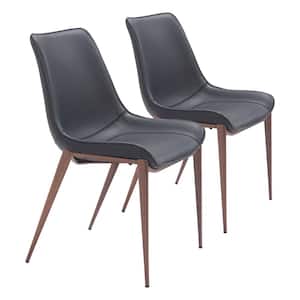 Magnus Black and Walnut Faux Leather Dining Chair - (Set of 2)