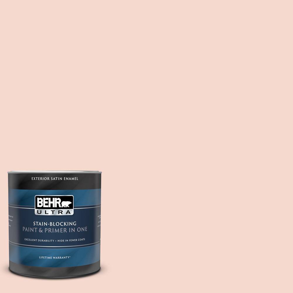 BEHR ULTRA 1 qt. M1901 Pink Sea Salt Satin Enamel Exterior Paint and