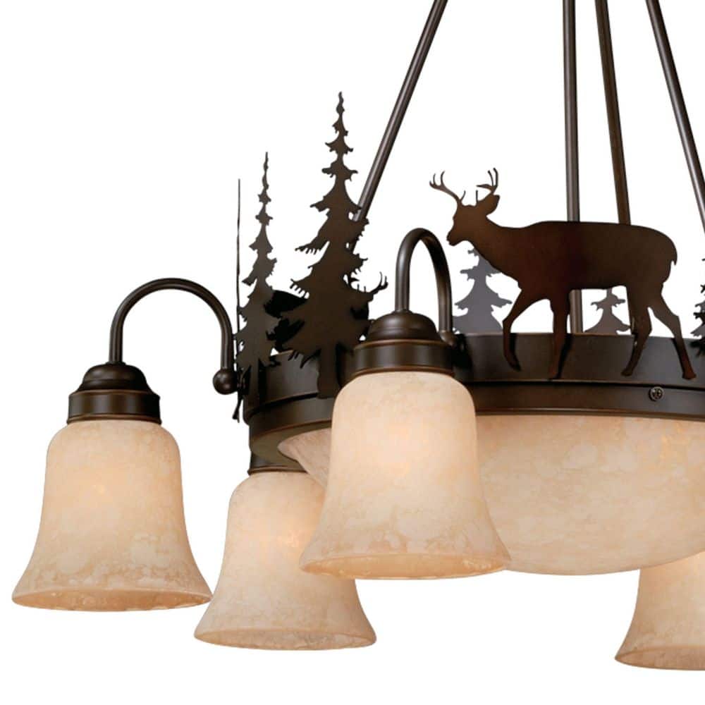 Rustic Deer Silhouette 9-Light Chandelier in Burnished Bronze